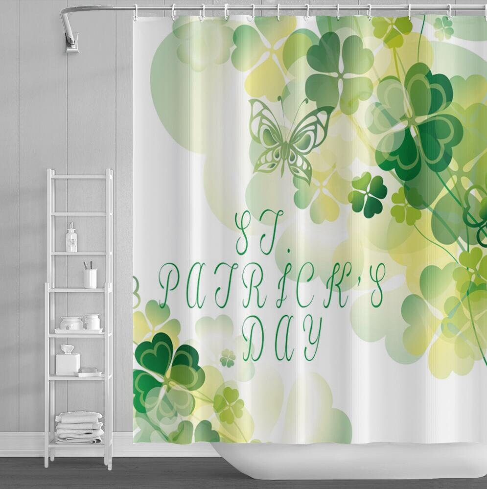 Gradient Floral Abstract Shower Curtain Elegant Plant Fabric With Flower Leaf Pattern