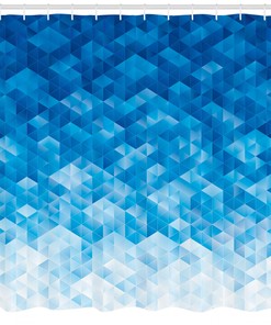 Gradient Mosaic Triangle Geometric Shower Curtain, Texture Bathroom Decor