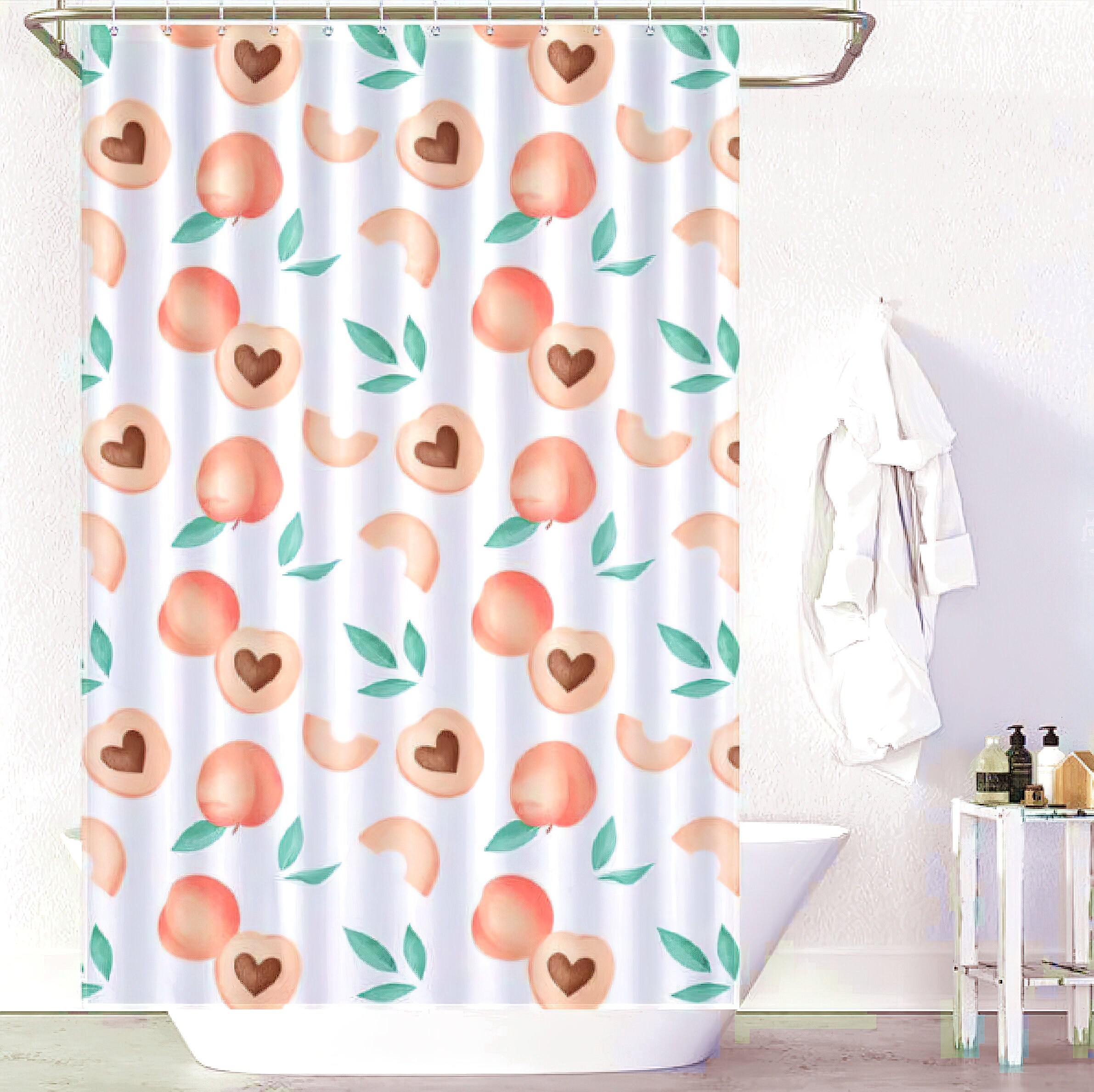 Graduation and Christmas Peach Shower Curtain with Modern Fabric