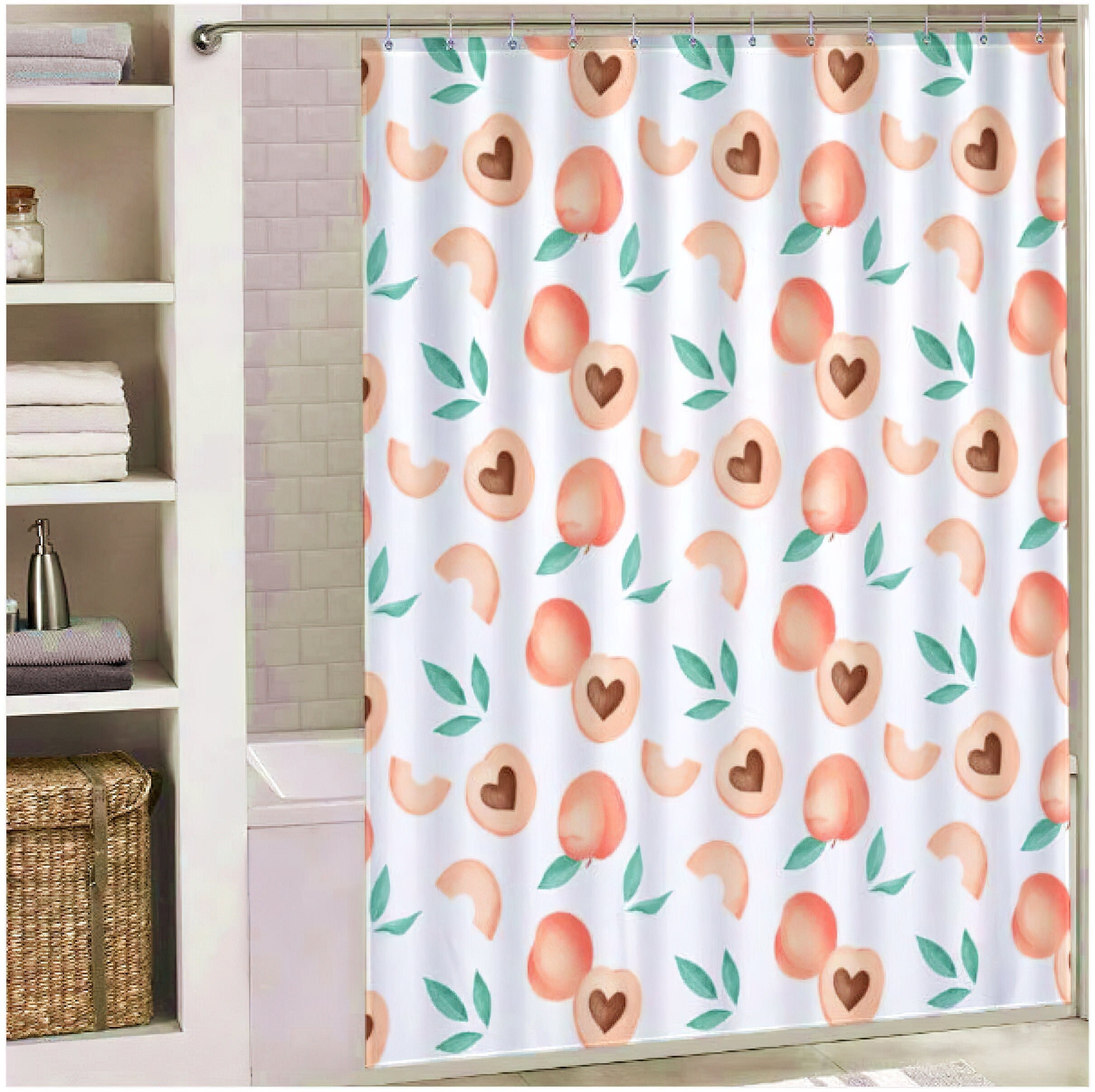 Graduation and Christmas Peach Shower Curtain with Modern Fabric