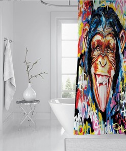 Graffiti Animal Shower Curtain Bnaksy Art Print Bath Curtain With Street Art Style