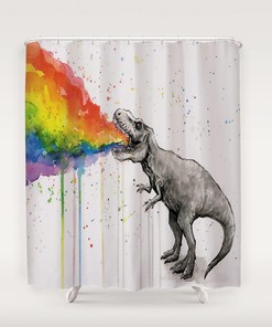 Graffiti Art Dinosaur Shower Curtain For Bathroom