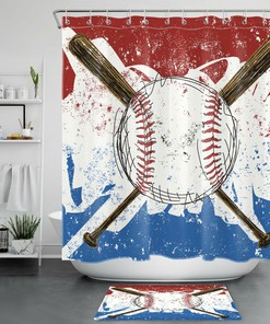 Graffiti Art Print Baseball Sports Shower Curtain- Creative Boys Bathroom Decor