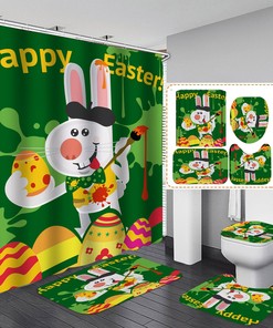 Graffiti Eggs Rabbit Waterproof Shower Curtain For A Unique Bathroom