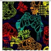 Graffiti Gamepad Shower Curtain For Artistic Gamer Bathroom