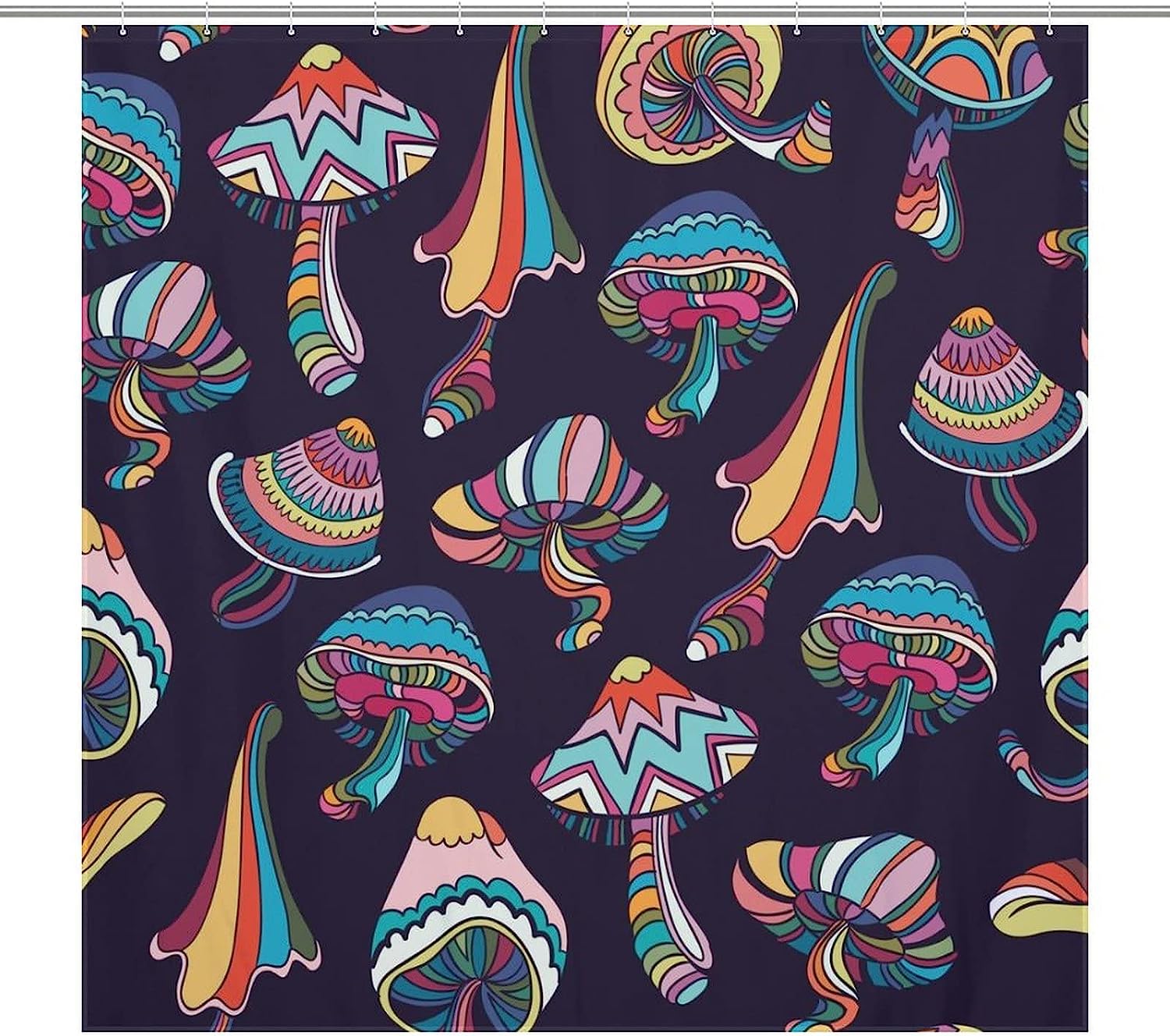 Graffiti Mushroom Shower Curtain, Psychedelic Bathroom Decor
