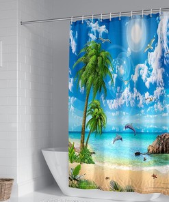 Graffiti Owl Shower Curtain Dark Blue Fabric Bathroom Curtain Waterproof Bath Decor
