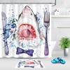 Graffiti Shark With Bow Tie Colorful Print Shower Curtain For Bathroom Decor