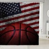 Graffiti Splash Basketball Player Shower Curtain For Boys' Sports Theme Bathroom.