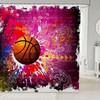 Graffiti Style Basketball Game Shower Curtain for Sports Bathroom Decor