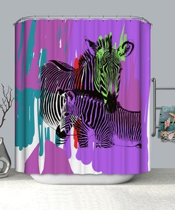 Graffiti Zebra Purple Vintage Bathroom Shower Curtain For Creative Bathroom Decor