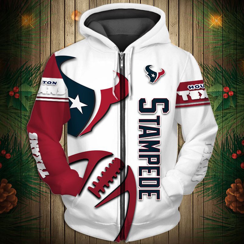 Graphic Balls Houston Texans Hoodie 3D All Over Print Zip Hoodie Pullover Gift For Fans