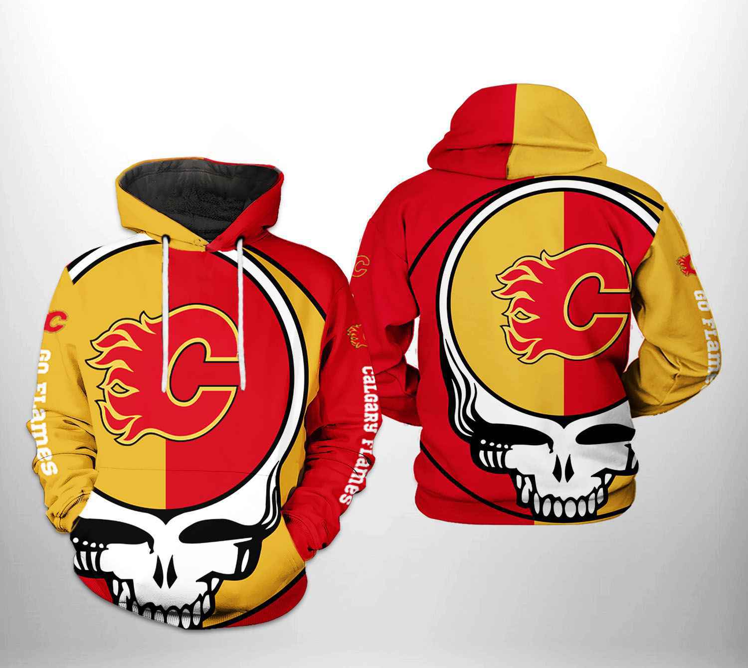 Grateful Dead 3D All Over Print Hoodie With Zip Up Option - Calgary Flames Nhl
