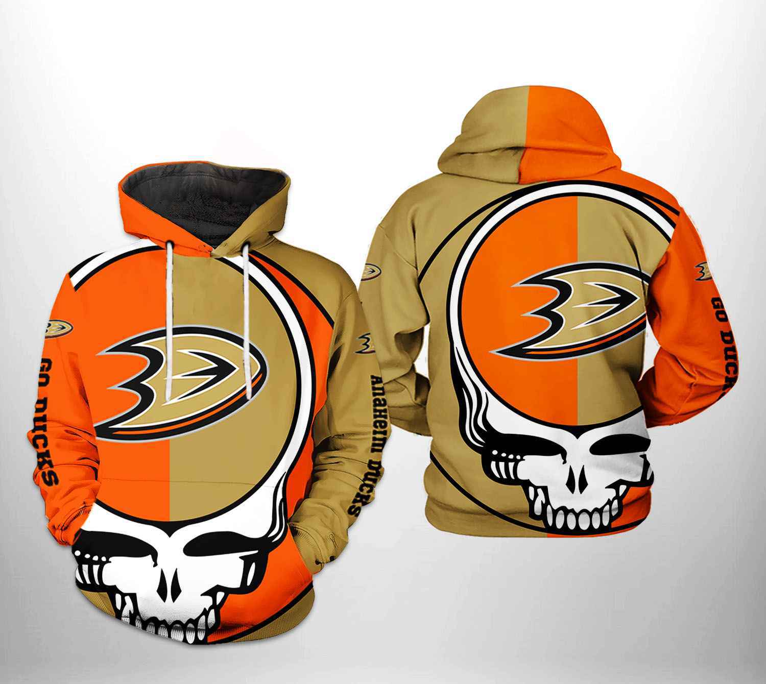 Grateful Dead 3D All Over Print Zip Up Hoodie - Anaheim Ducks Nhl Edition