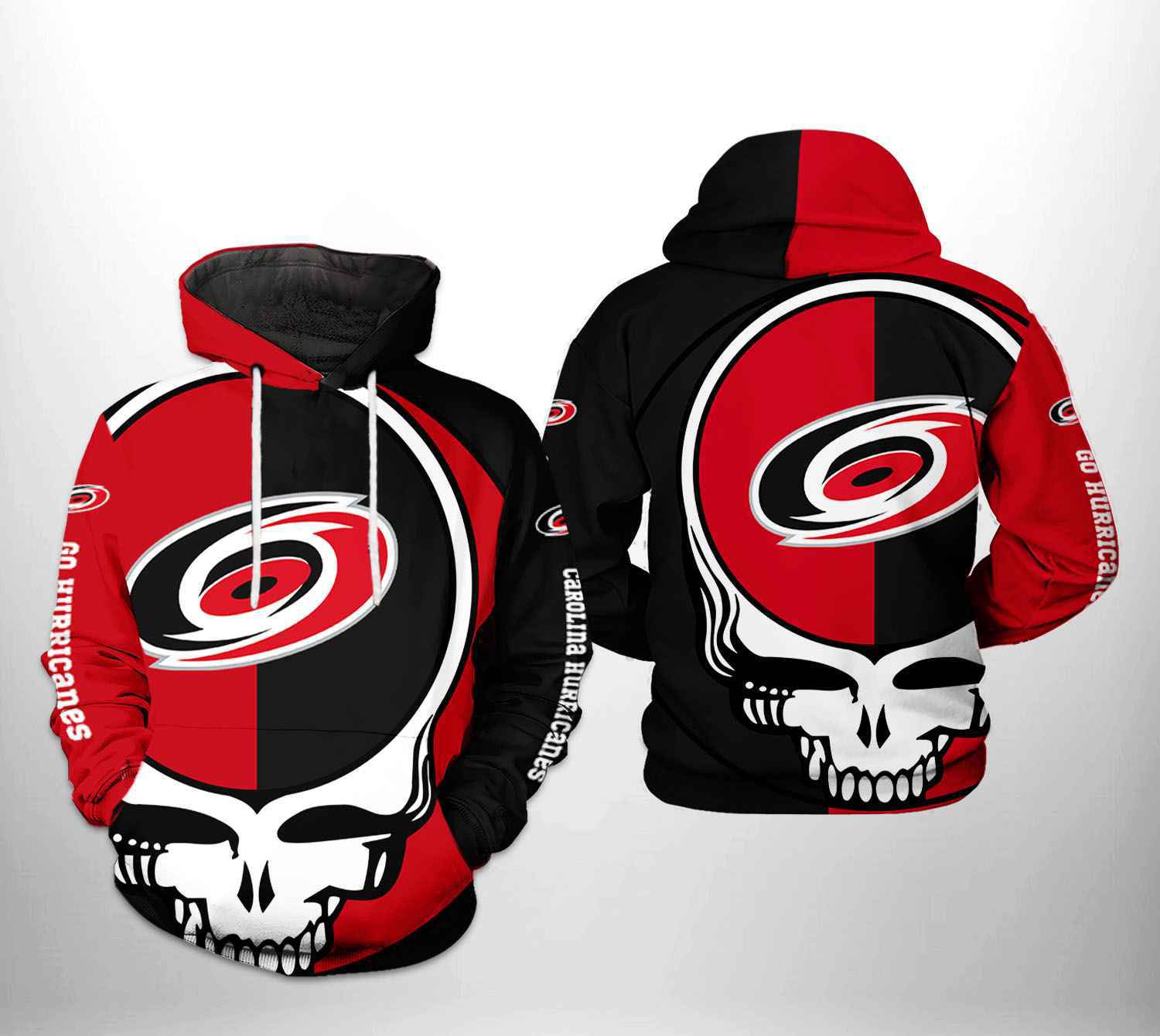 Grateful Dead All Over Print Hoodie - Carolina Hurricanes Nhl Fans Zip-Up Option