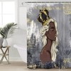 Gray Abstract Art Golden Paint White Hair African American Girl Shower Curtain
