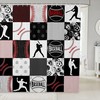 Gray And Black 3D Sports Game Cloth Fabric Baseball Bath Curtain For Kids, Perfect For A Competitive Bathroom