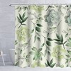 Gray Bathroom Curtain With Waterproof Fabric, Decorated With Greyish Leaves Flower Patterns 
