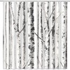 Gray Birch Trees Shower Curtain, Abstract White Trunk and Branches Bathroom Decor