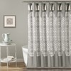 Gray Bohemian Damask Print Lush Decor Shower Curtain with Tassels for the Bathroom