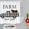 Gray Checkered Truck Animals Cow Print Shower Curtain for Sweet Farm Bathroom Decor