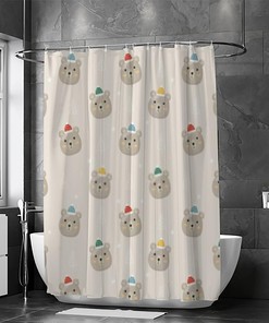 Gray Christmas Polar Bear Shower Curtain for Festive Bathroom Decor