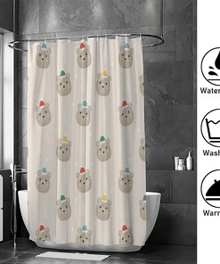 Gray Christmas Polar Bear Shower Curtain for Festive Bathroom Decor