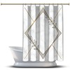 Gray Diamond Frames and Leaves Shower Curtain for Bathtub, Geometric Printed and Waterproof