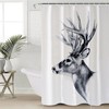 Gray Elk Deer Head Painting Shower Curtain Wildlife Bathroom Decoration With Animal Print 