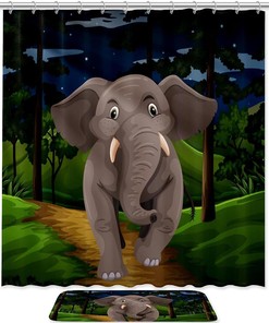 Gray Elk Deer Head Painting Shower Curtain Wildlife Bathroom Decoration With Animal Print Gifts