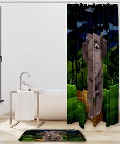 Gray Elk Deer Head Painting Shower Curtain Wildlife Bathroom Decoration With Animal Print Gifts
