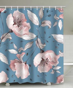 Gray Floral Rose Shower Curtain, Waterproof And Washable For Easy Maintenance