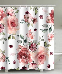 Gray Floral Rose Shower Curtain, Waterproof And Washable For Easy Maintenance