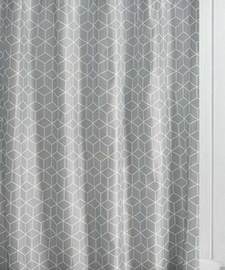 Gray Geometric Beldray Shower Curtain With Stylish Bathroom Accessory