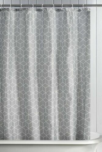 Gray Geometric Beldray Shower Curtain With Stylish Bathroom Accessory