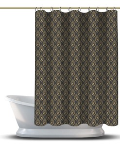 Gray Geometric Flowers Feather Bathroom Shower Curtain For Modern Bathroom 