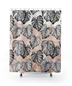 Gray Ombre Minimalist Floral Shower Curtain For Chic Bathroom