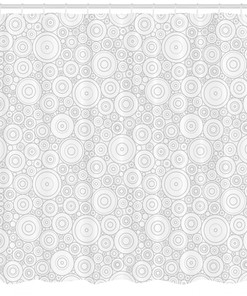 Gray Retro Shower Curtain With Geometric Circles For Bathroom