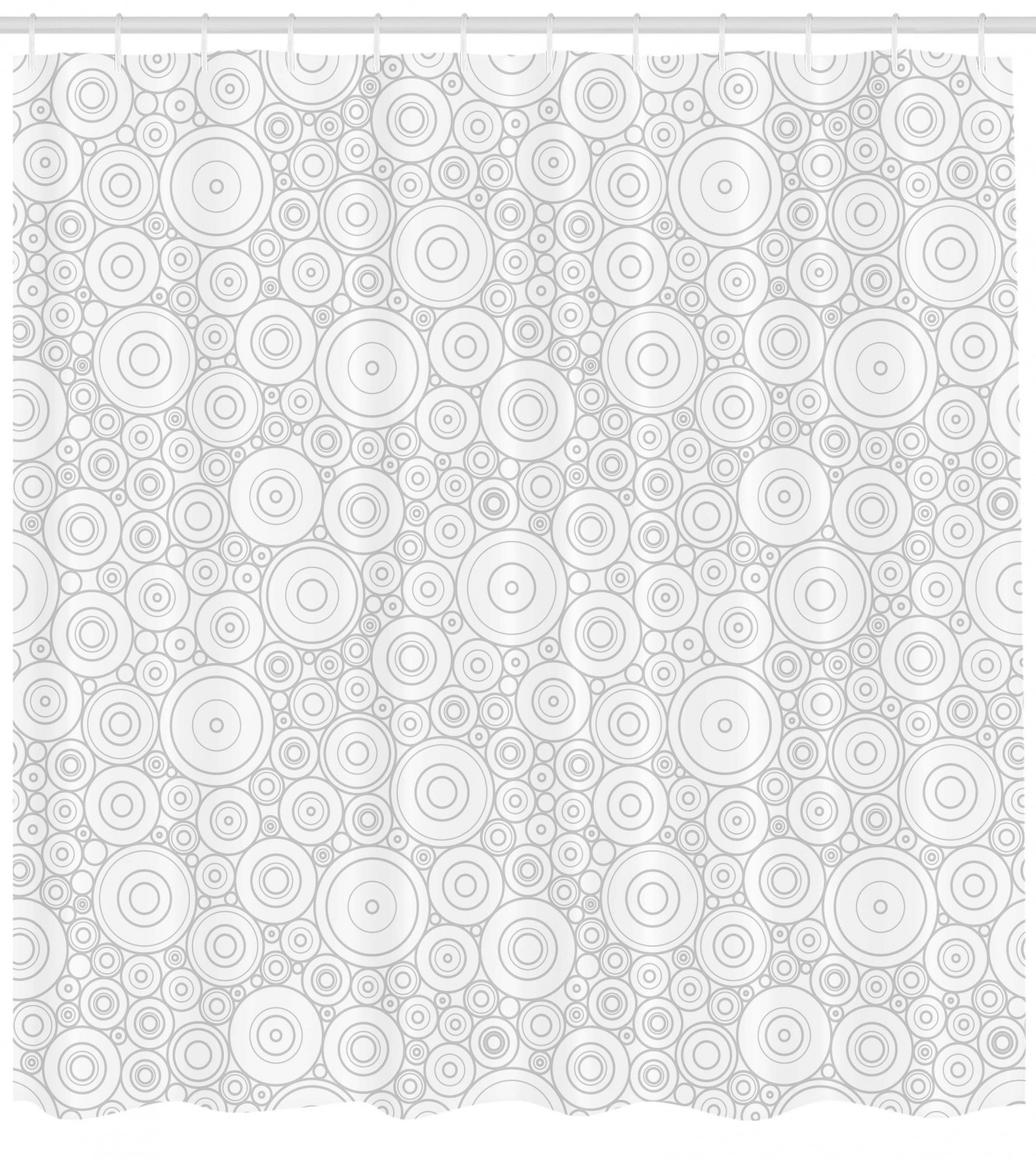 Gray Retro Shower Curtain With Geometric Circles For Bathroom