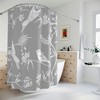 Gray Shower Curtain With White Bird Print For Bathroom Decor