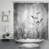Gray Sky Full Moon With Bats For Happy Halloween Shower Curtain