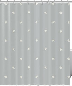 Gray Stars Shower Curtain - Waterproof and Washable Fabric
