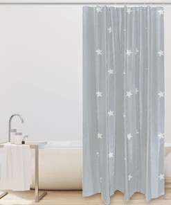Gray Stars Shower Curtain - Waterproof and Washable Fabric