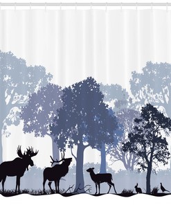Gray Wild Forest Animals Moose Shower Curtain for Bathroom