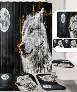 Gray Wolf Shower Curtain For Bathroom Decor