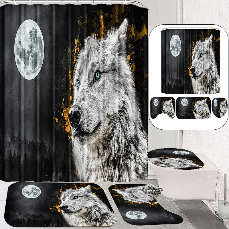 Gray Wolf Shower Curtain For Bathroom Decor