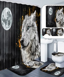 Gray Wolf Shower Curtain For Bathroom Decor