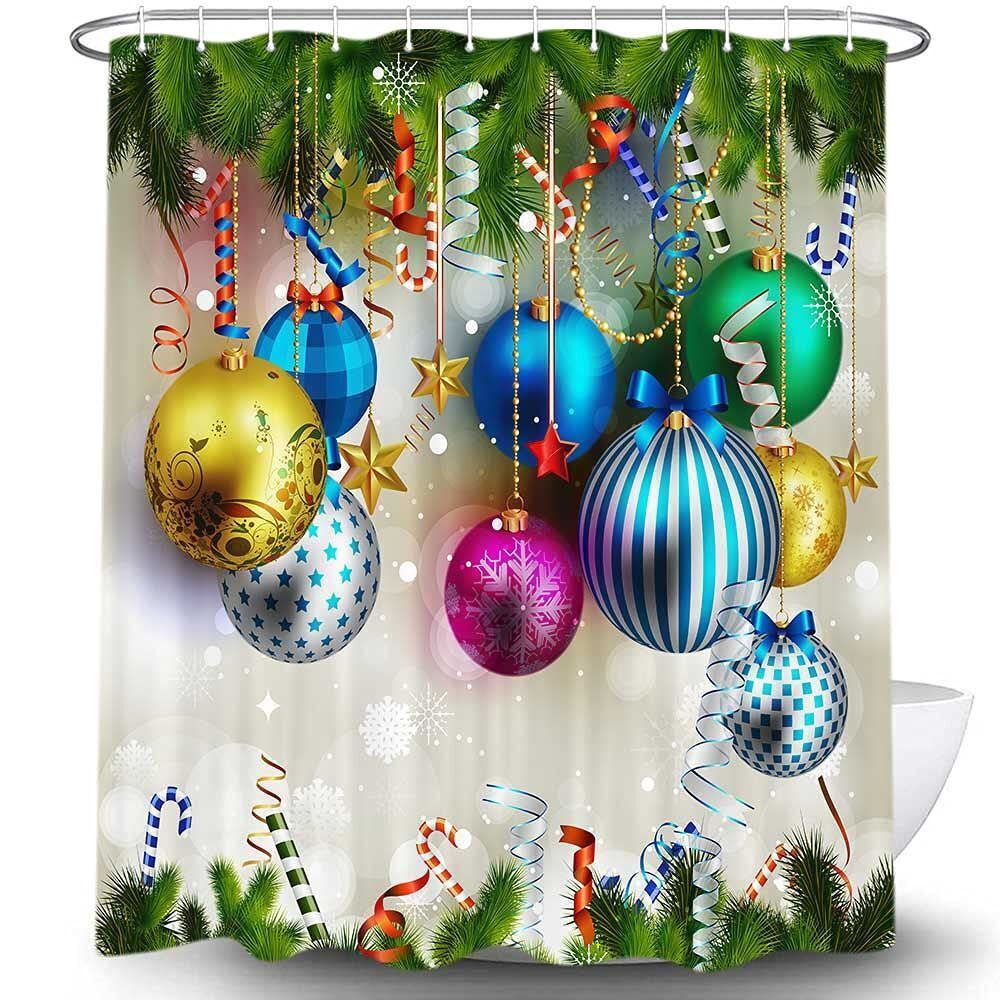 Gray and White Snowflake Print Shower Curtain