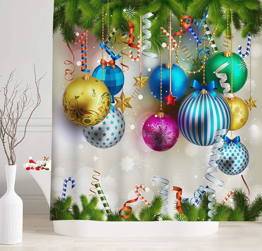 Gray and White Snowflake Print Shower Curtain