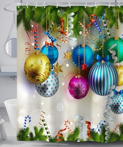 Gray and White Snowflake Print Shower Curtain